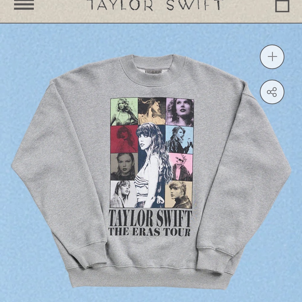 Taylor Swift The Eras Tour Heather Gray Crewneck size L